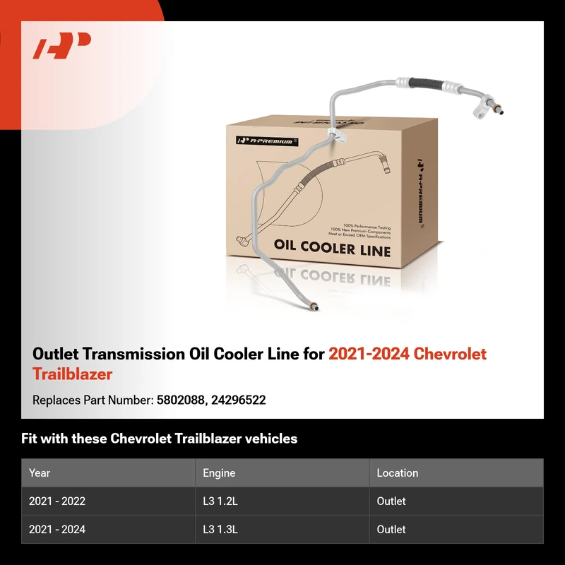 Outlet Transmission Oil Cooler Line for 2021-2024 Chevrolet Trailblazer