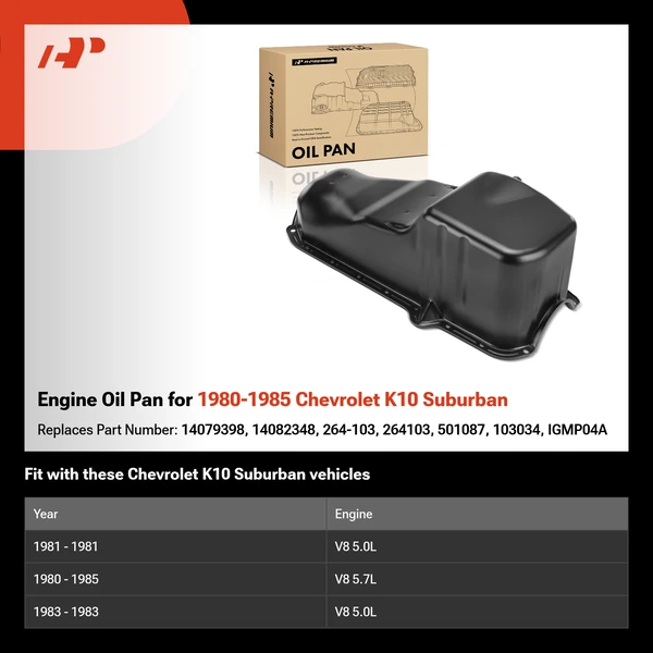Engine Oil Pan for 1980-1985 Chevrolet K10 Suburban