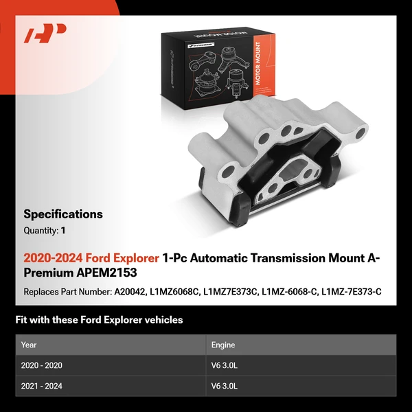 2020-2024 Ford Explorer 1-Pc Automatic Transmission Mount A-Premium APEM2153