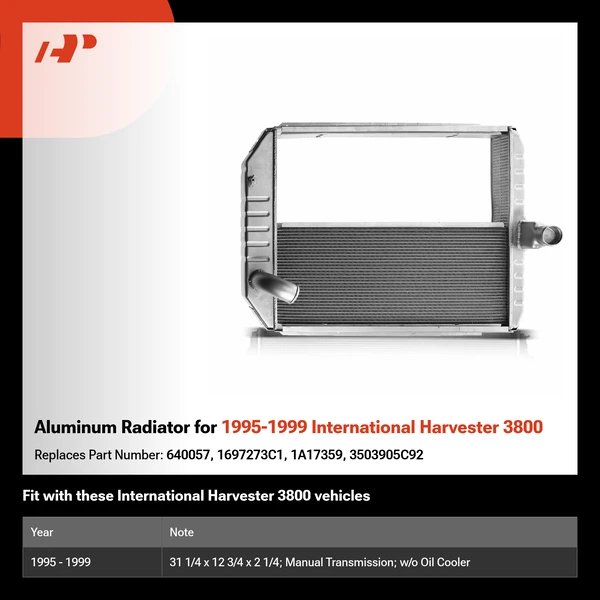 Aluminum Radiator for 1995-1999 International Harvester 3800