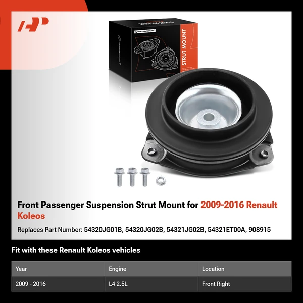 Front Passenger Suspension Strut Mount for 2009-2016 Renault Koleos