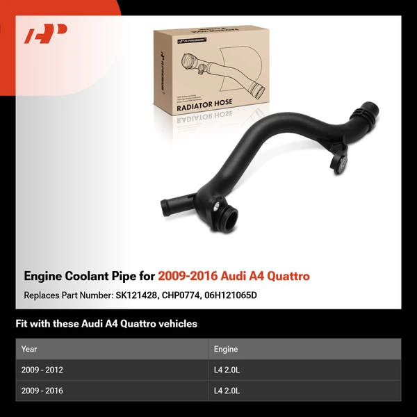 Engine Coolant Pipe for 2009-2016 Audi A4 Quattro