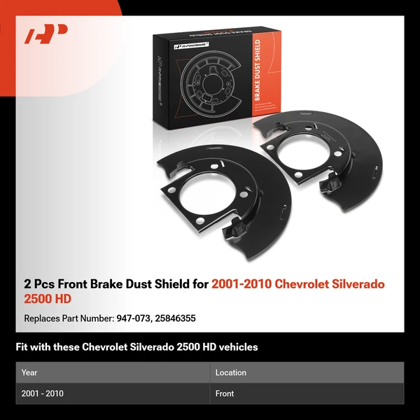 2 Pcs Front Brake Dust Shield for 2001-2010 Chevrolet Silverado 2500 HD
