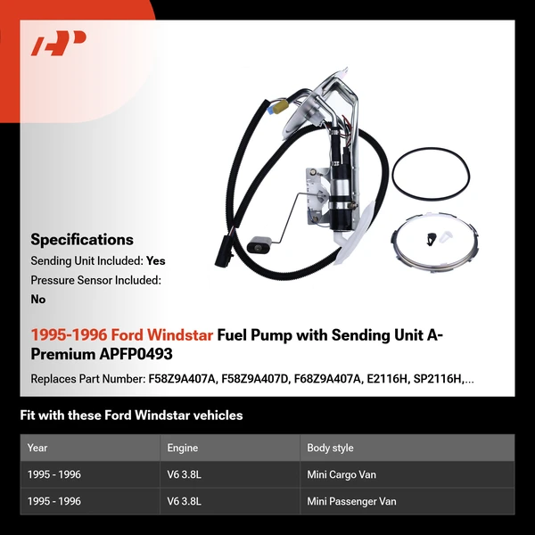 1995-1996 Ford Windstar Fuel Pump with Sending Unit A-Premium APFP0493