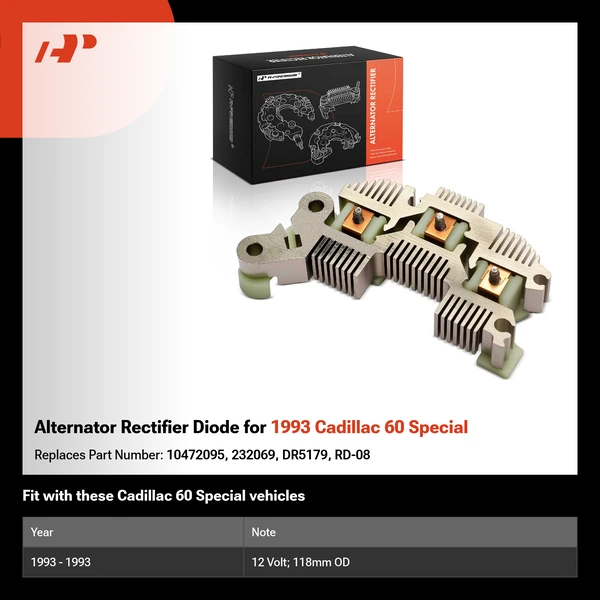 Alternator Rectifier Diode for 1993 Cadillac 60 Special