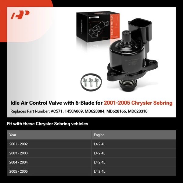 Idle Air Control Valve with 6-Blade for 2001-2005 Chrysler Sebring