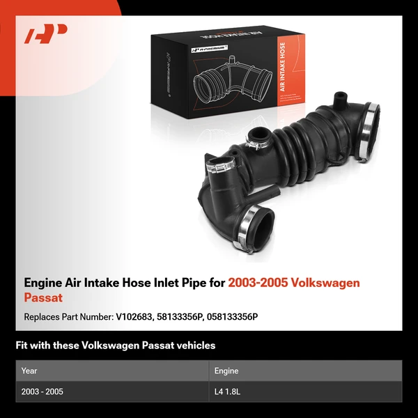 Engine Air Intake Hose Inlet Pipe for 2003-2005 Volkswagen Passat