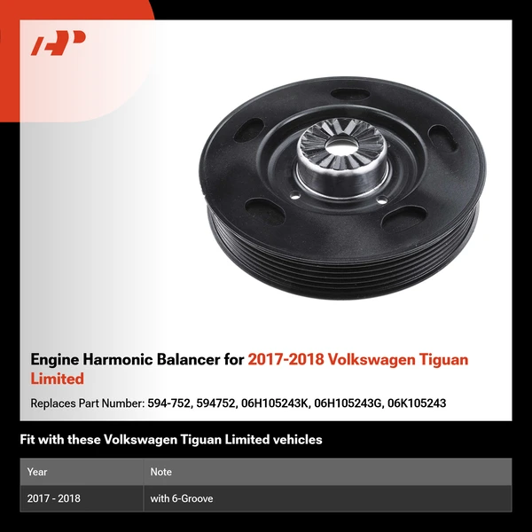 Engine Harmonic Balancer for 2017-2018 Volkswagen Tiguan Limited
