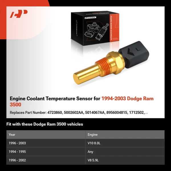 Engine Coolant Temperature Sensor for 1994-2003 Dodge Ram 3500