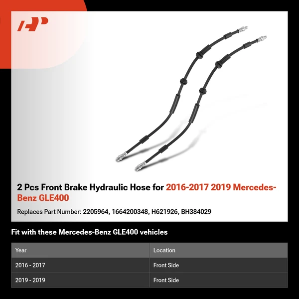 2 Pcs Front Brake Hydraulic Hose for 2016-2017 2019 Mercedes-Benz GLE400