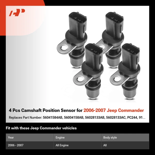 4 Pcs Camshaft Position Sensor for 2006-2007 Jeep Commander