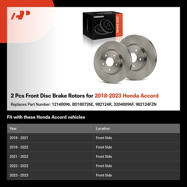 2 Pcs Front Disc Brake Rotors for 2018-2023 Honda Accord