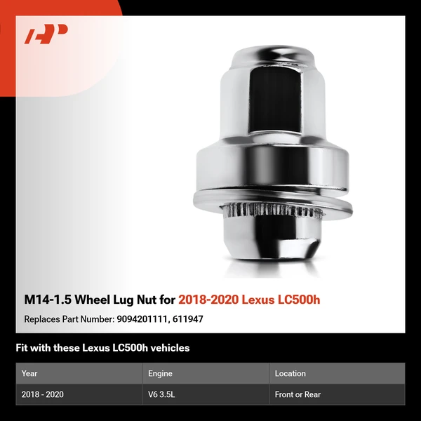 M14-1.5 Wheel Lug Nut for 2018-2020 Lexus LC500h