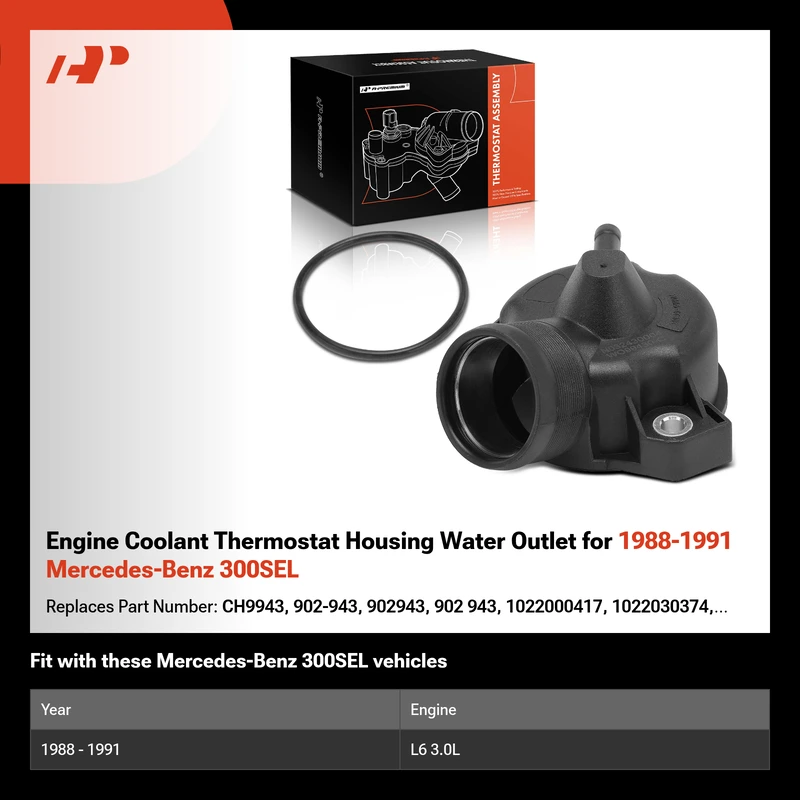 Engine Coolant Thermostat Housing Water Outlet for 1988-1991 Mercedes-Benz 300SEL