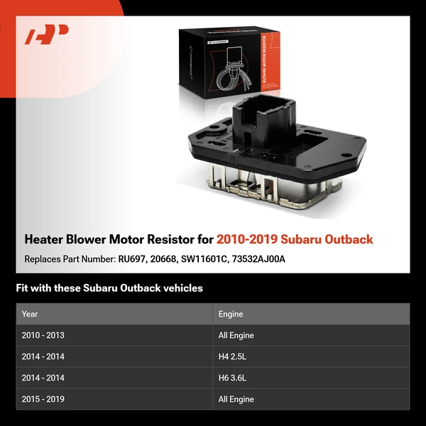 Heater Blower Motor Resistor for 2010-2019 Subaru Outback