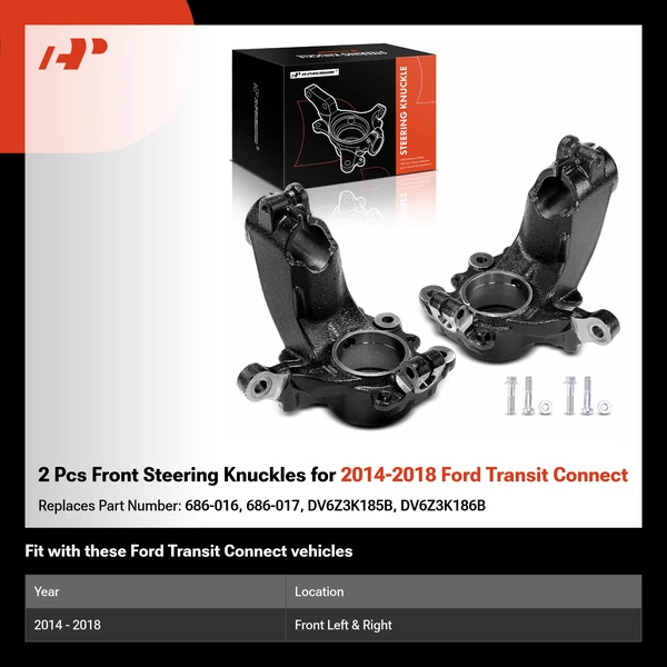 2 Pcs Front Steering Knuckles for 2014-2018 Ford Transit Connect