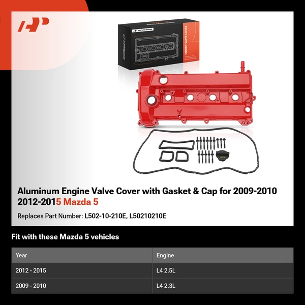 Aluminum Engine Valve Cover with Gasket & Cap for 2009-2010 2012-2015 Mazda 5