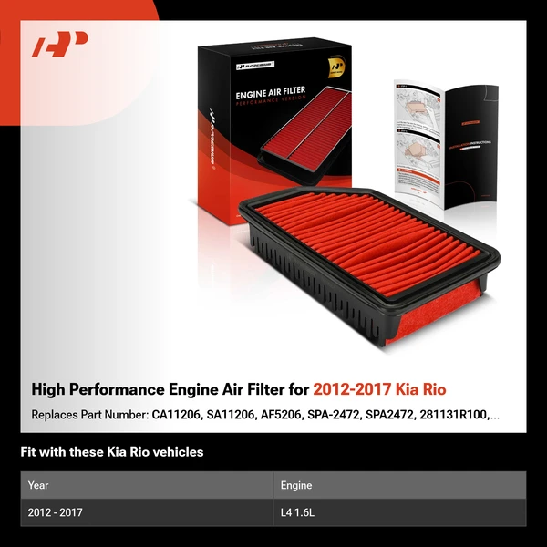 High Performance Engine Air Filter for 2012-2017 Kia Rio