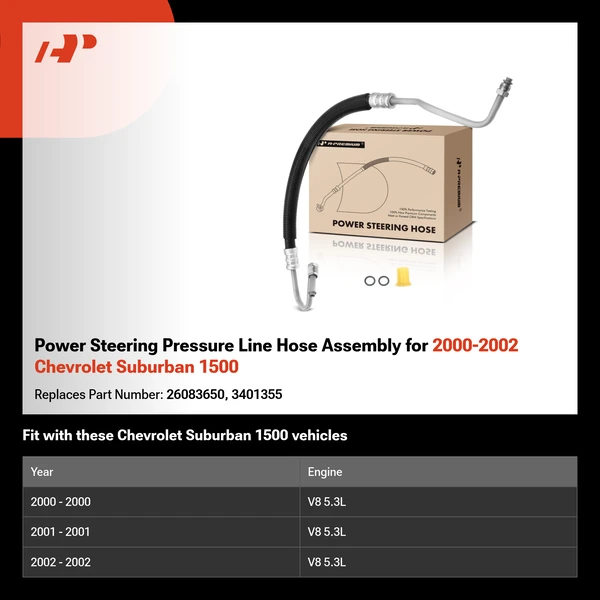Power Steering Pressure Line Hose Assembly for 2000-2002 Chevrolet Suburban 1500