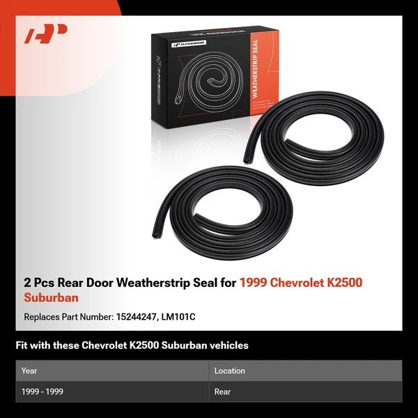 2 Pcs Rear Door Weatherstrip Seal for 1999 Chevrolet K2500 Suburban