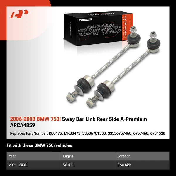 2006-2008 BMW 750i Sway Bar Link Rear Side A-Premium APCA4859