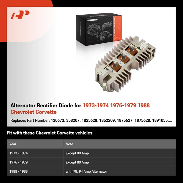 Alternator Rectifier Diode for 1973-1974 1976-1979 1988 Chevrolet Corvette
