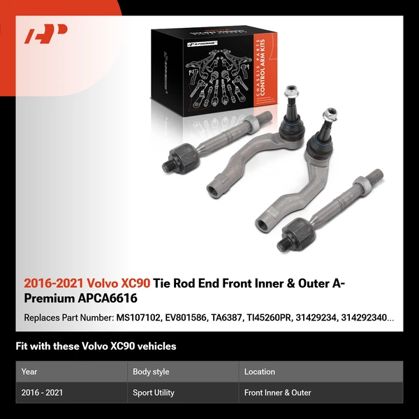 2016-2021 Volvo XC90 Tie Rod End Front Inner & Outer A-Premium APCA6616