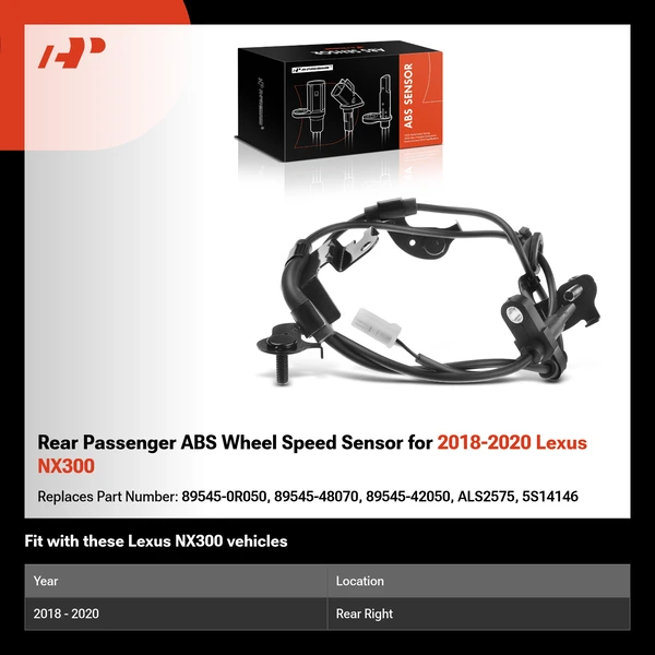 Rear Passenger ABS Wheel Speed Sensor for 2018-2020 Lexus NX300