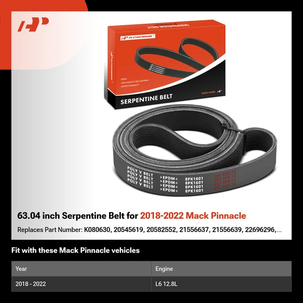 63.04 inch Serpentine Belt for 2018-2022 Mack Pinnacle