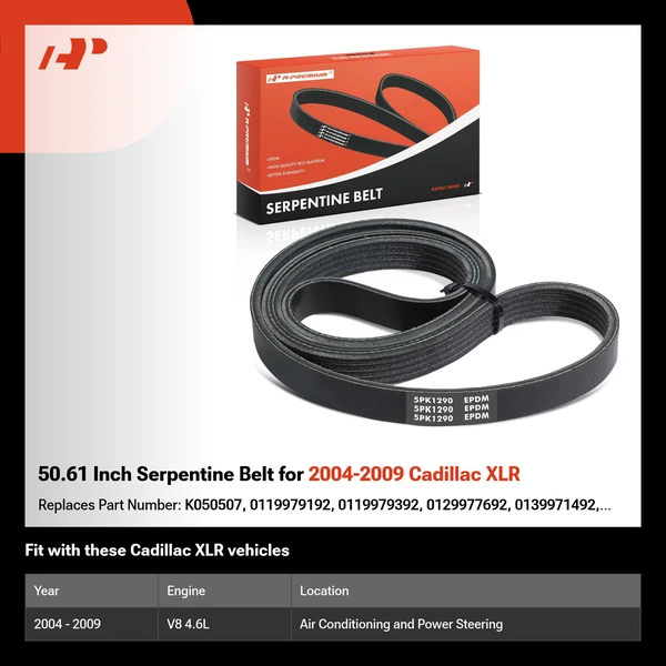50.61 Inch Serpentine Belt for 2004-2009 Cadillac XLR