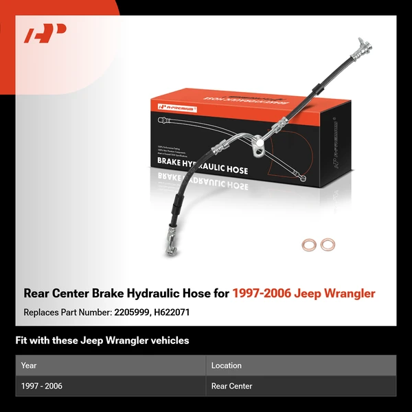 Rear Center Brake Hydraulic Hose for 1997-2006 Jeep Wrangler