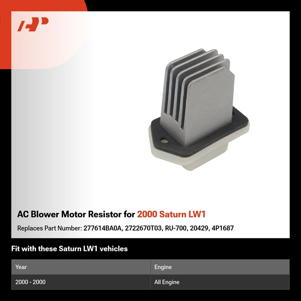 AC Blower Motor Resistor for 2000 Saturn LW1