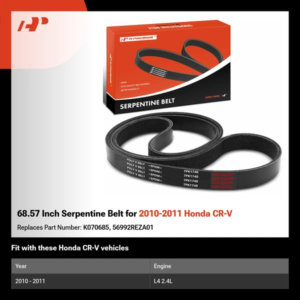 68.57 Inch Serpentine Belt for 2010-2011 Honda CR-V
