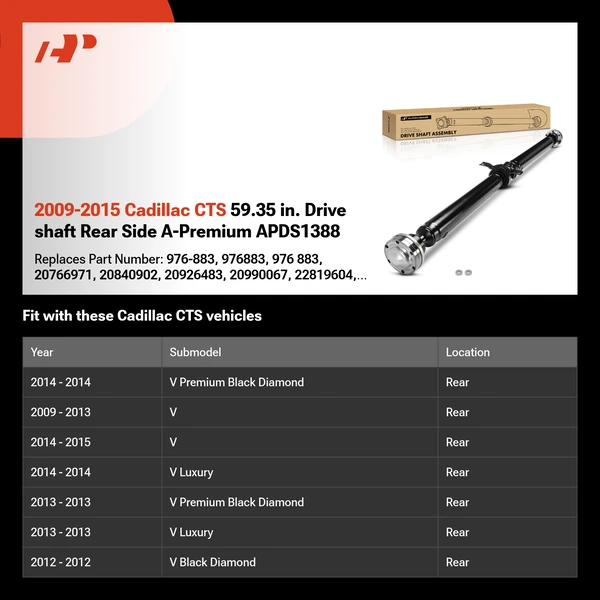 2009-2015 Cadillac CTS 59.35 in. Drive shaft Rear Side A-Premium APDS1388