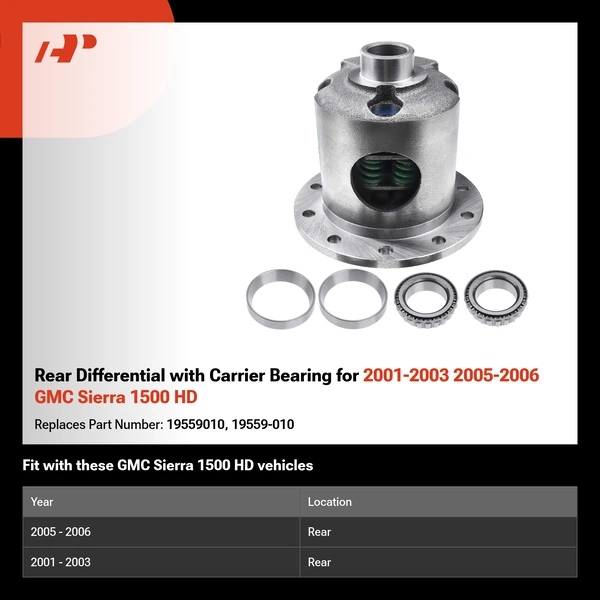 Rear Differential with Carrier Bearing for 2001-2003 2005-2006 GMC Sierra 1500 HD