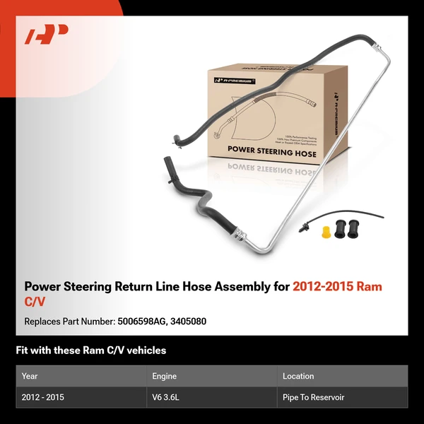 Power Steering Return Line Hose Assembly for 2012-2015 Ram C/V