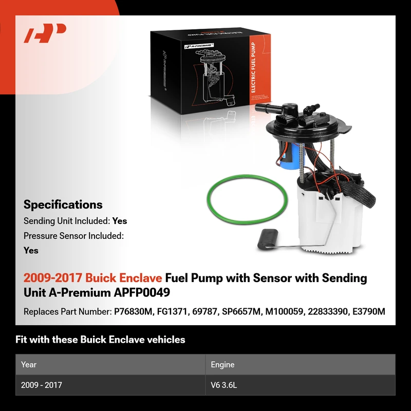 2009-2017 Buick Enclave Fuel Pump with Sensor with Sending Unit A-Premium APFP0049