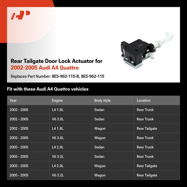 Rear Tailgate Door Lock Actuator for 2002-2005 Audi A4 Quattro