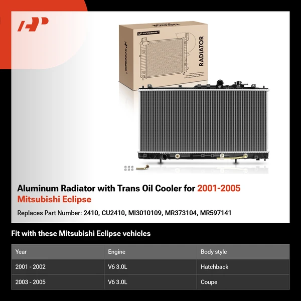 Aluminum Radiator with Trans Oil Cooler for 2001-2005 Mitsubishi Eclipse