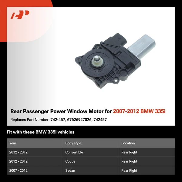 Rear Passenger Power Window Motor for 2007-2012 BMW 335i