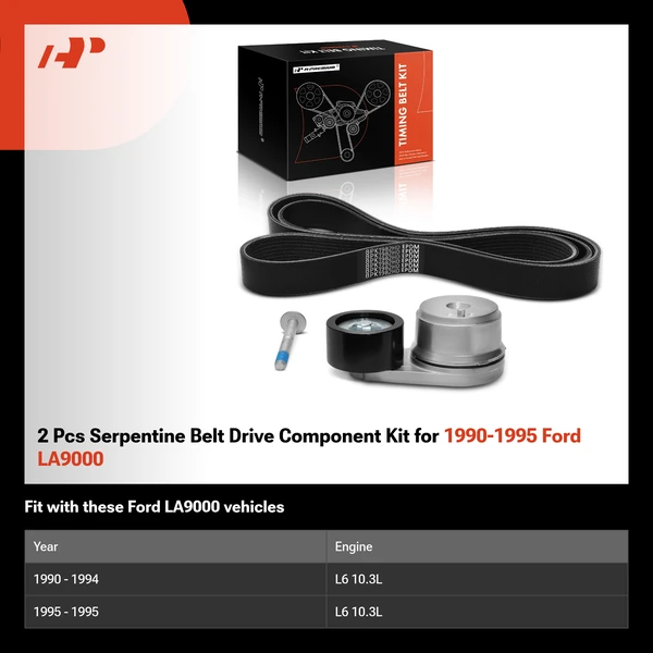 2 Pcs Serpentine Belt Drive Component Kit for 1990-1995 Ford LA9000