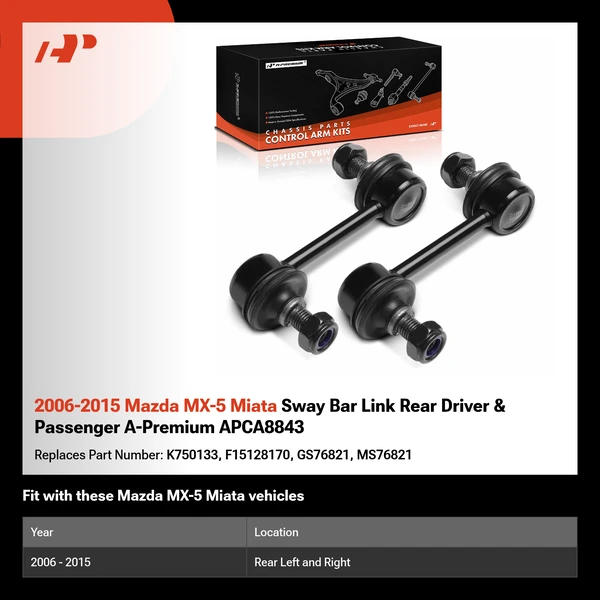 2006-2015 Mazda MX-5 Miata Sway Bar Link Rear Driver & Passenger A-Premium APCA8843