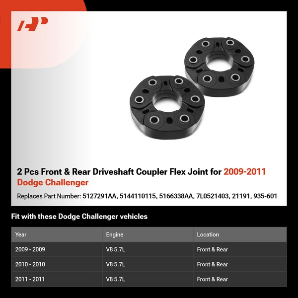 2 Pcs Front & Rear Driveshaft Coupler Flex Joint for 2009-2011 Dodge Challenger