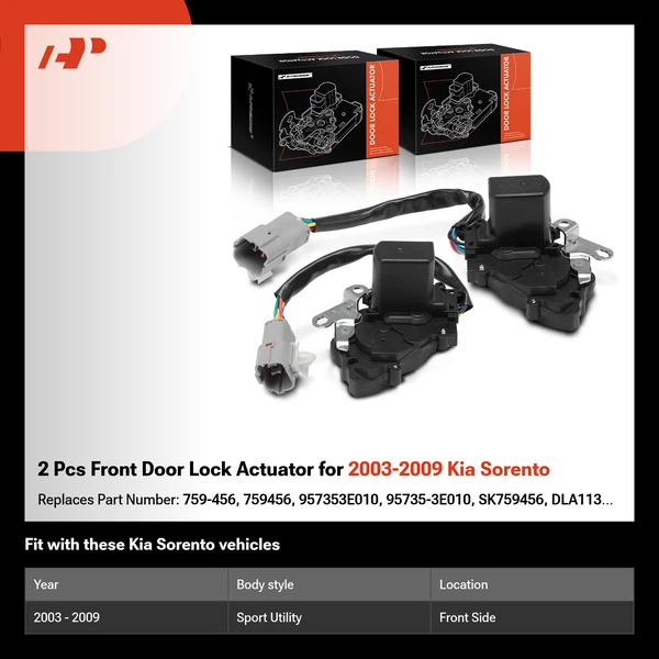 2 Pcs Front Door Lock Actuator for 2003-2009 Kia Sorento