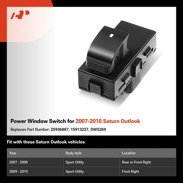 Power Window Switch for 2007-2010 Saturn Outlook