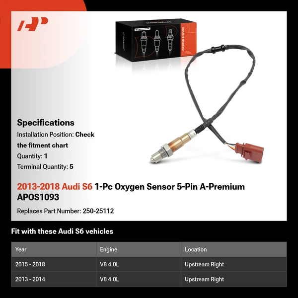 2013-2018 Audi S6 1-Pc Oxygen Sensor 5-Pin A-Premium APOS1093
