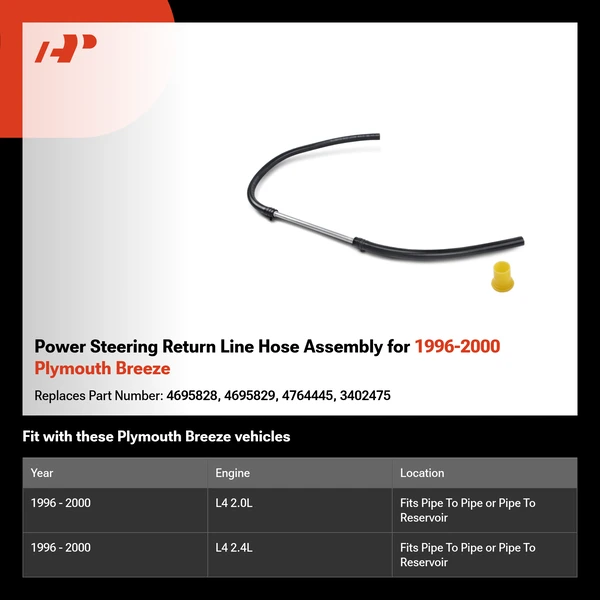 Power Steering Return Line Hose Assembly for 1996-2000 Plymouth Breeze