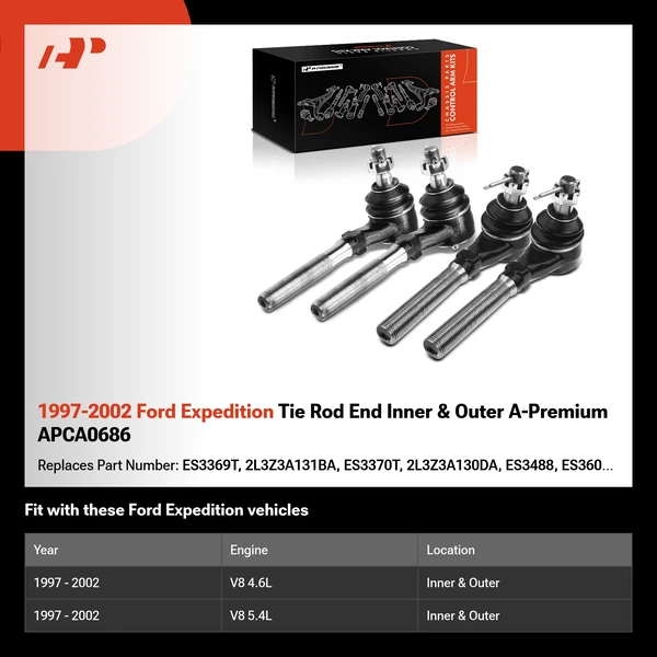 1997-2002 Ford Expedition Tie Rod End Inner & Outer A-Premium APCA0686