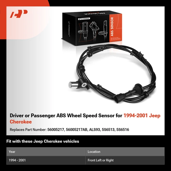 Driver or Passenger ABS Wheel Speed Sensor for 1994-2001 Jeep Cherokee