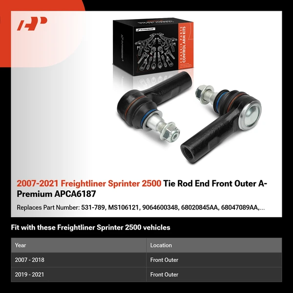 2007-2021 Freightliner Sprinter 2500 Tie Rod End Front Outer A-Premium APCA6187